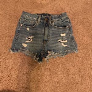 Distressed jean shorts